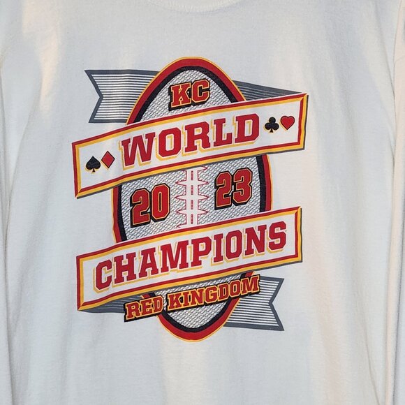 KC Chiefs World 2023 Champions Red Kingdom White Long Sleeve Tee - Picture 2 of 5